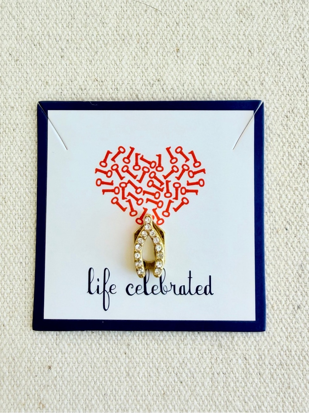 *Wishbone Charm* KEEP COLLECTIVE Retired Gold Pave